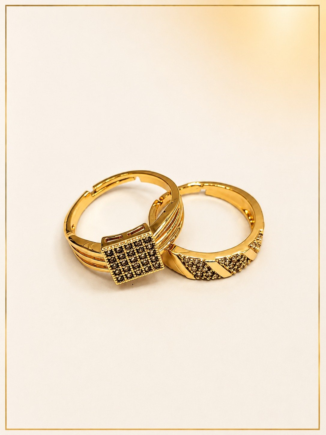 Elegant Sisters Gold Plated Ring Set