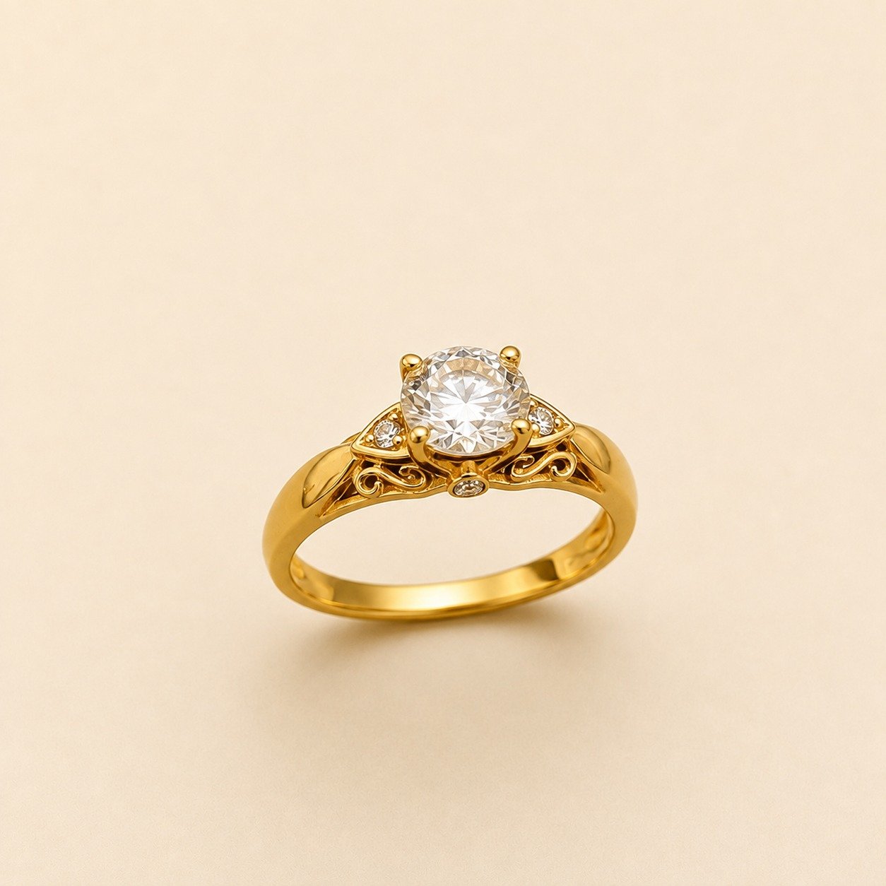 Classic Solitaire Gold Plated Ring