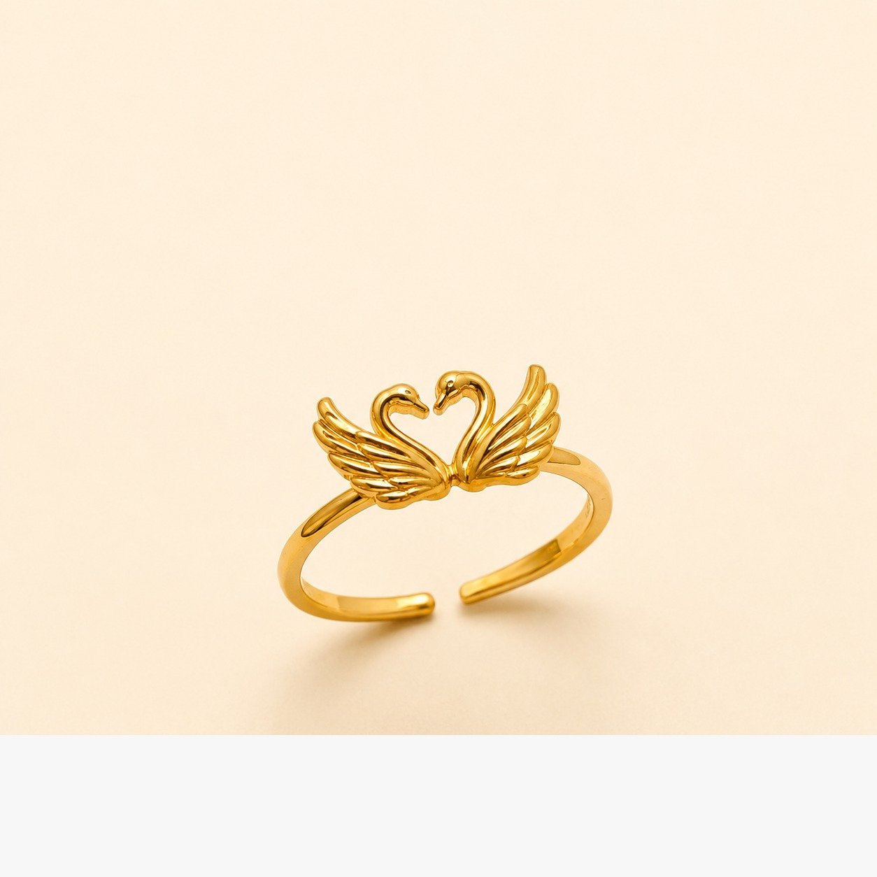 Elegant Swan Gold Plated Adjustable Ring